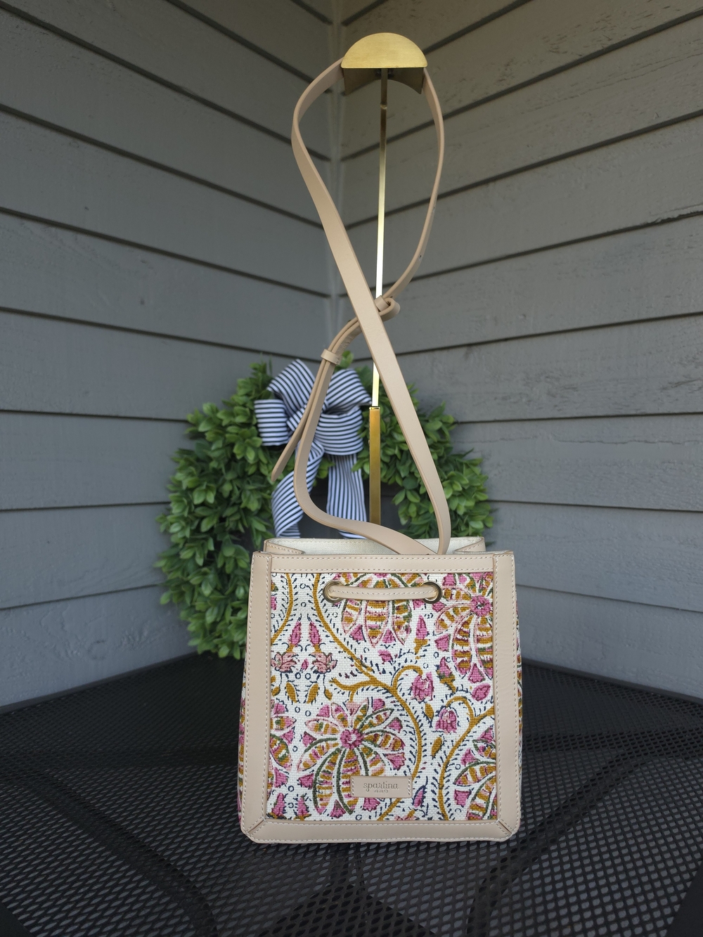 Spartina 449 Beige Floral Crossbody with Leather Tassels - Picture 11 of 13